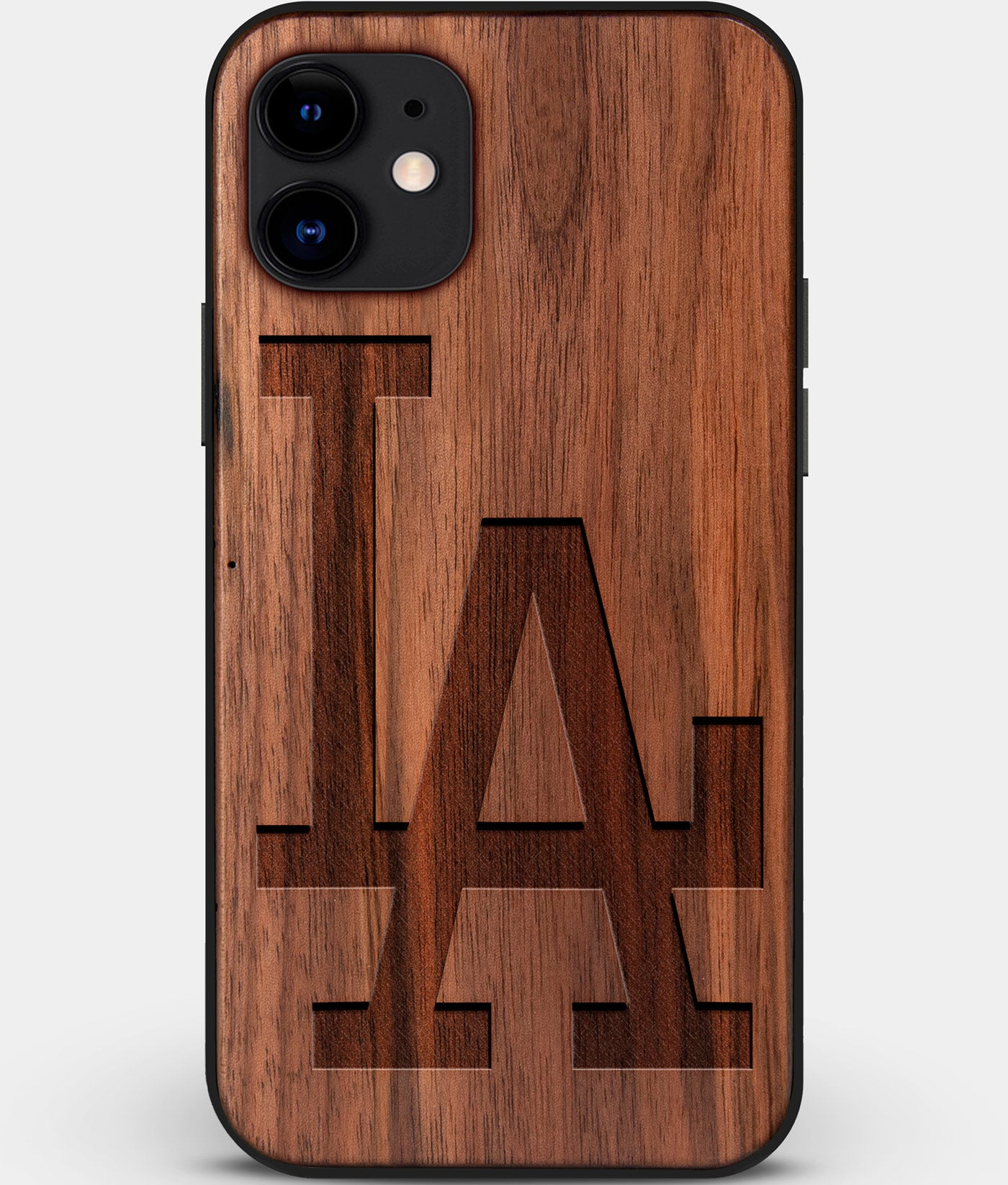 Custom Carved Wood Los Angeles Dodgers iPhone 12 Mini Case Classic | Personalized Walnut Wood Los Angeles Dodgers Cover, Birthday Gift, Gifts For Him, Monogrammed Gift For Fan | by Engraved In Nature