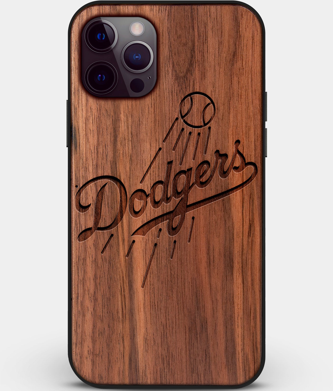 Custom Carved Wood Los Angeles Dodgers iPhone 12 Pro Case | Personalized Walnut Wood Los Angeles Dodgers Cover, Birthday Gift, Gifts For Him, Monogrammed Gift For Fan | by Engraved In Nature