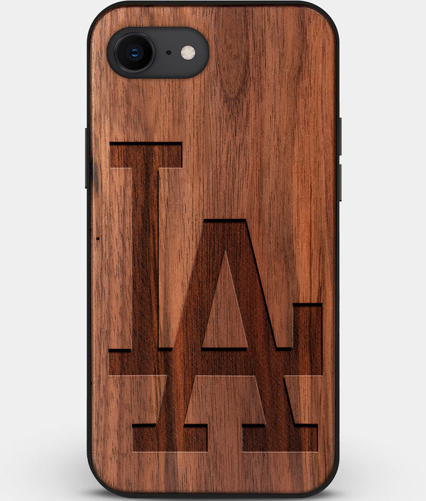 Best Custom Engraved Walnut Wood Los Angeles Dodgers iPhone SE Case Classic - Engraved In Nature