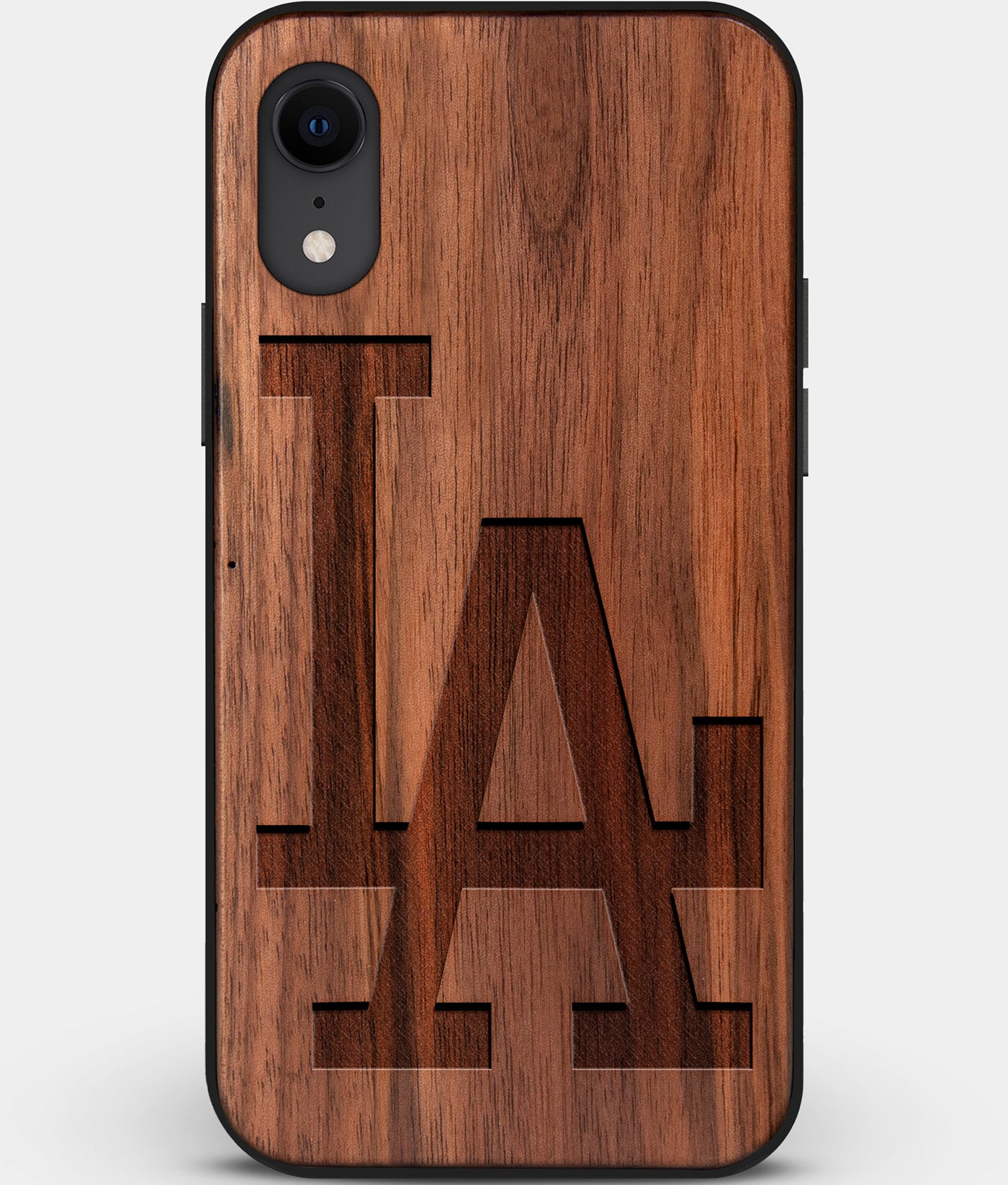 Custom Carved Wood Los Angeles Dodgers iPhone XR Case Classic | Personalized Walnut Wood Los Angeles Dodgers Cover, Birthday Gift, Gifts For Him, Monogrammed Gift For Fan | by Engraved In Nature