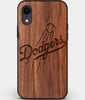 Custom Carved Wood Los Angeles Dodgers iPhone XR Case | Personalized Walnut Wood Los Angeles Dodgers Cover, Birthday Gift, Gifts For Him, Monogrammed Gift For Fan | by Engraved In Nature