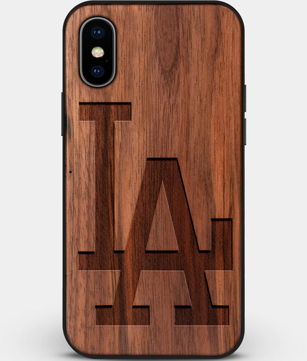 Custom Carved Wood Los Angeles Dodgers iPhone XS Max Case Classic | Personalized Walnut Wood Los Angeles Dodgers Cover, Birthday Gift, Gifts For Him, Monogrammed Gift For Fan | by Engraved In Nature