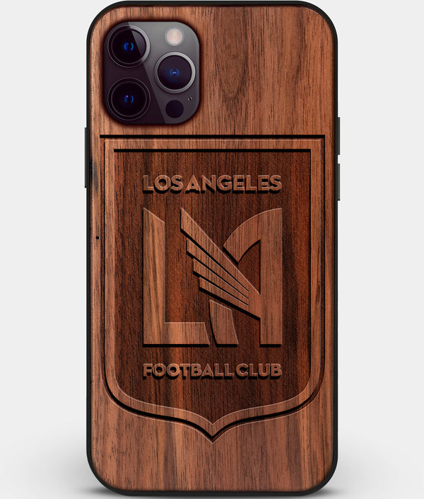 Custom Carved Wood Los Angeles FC iPhone 12 Pro Case | Personalized Walnut Wood Los Angeles FC Cover, Birthday Gift, Gifts For Him, Monogrammed Gift For Fan | by Engraved In Nature
