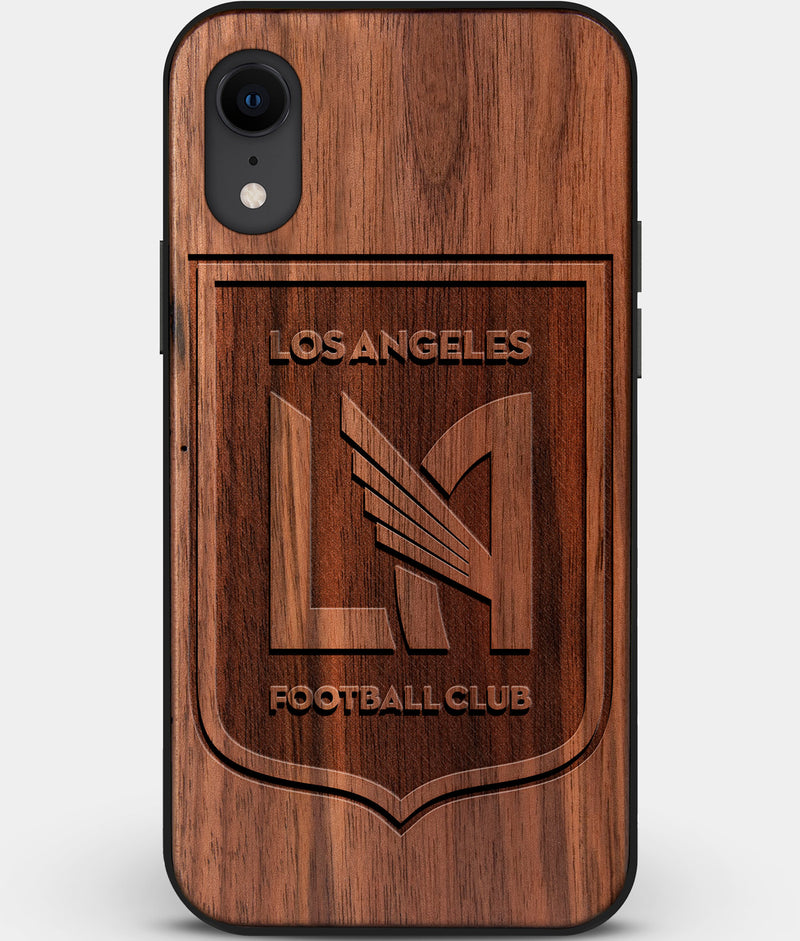 Custom Carved Wood Los Angeles FC iPhone XR Case | Personalized Walnut Wood Los Angeles FC Cover, Birthday Gift, Gifts For Him, Monogrammed Gift For Fan | by Engraved In Nature