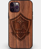 Custom Carved Wood Los Angeles Galaxy iPhone 11 Pro Case | Personalized Walnut Wood Los Angeles Galaxy Cover, Birthday Gift, Gifts For Him, Monogrammed Gift For Fan | by Engraved In Nature