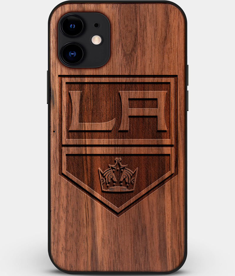 Custom Carved Wood Los Angeles Kings iPhone 11 Case | Personalized Walnut Wood Los Angeles Kings Cover, Birthday Gift, Gifts For Him, Monogrammed Gift For Fan | by Engraved In Nature