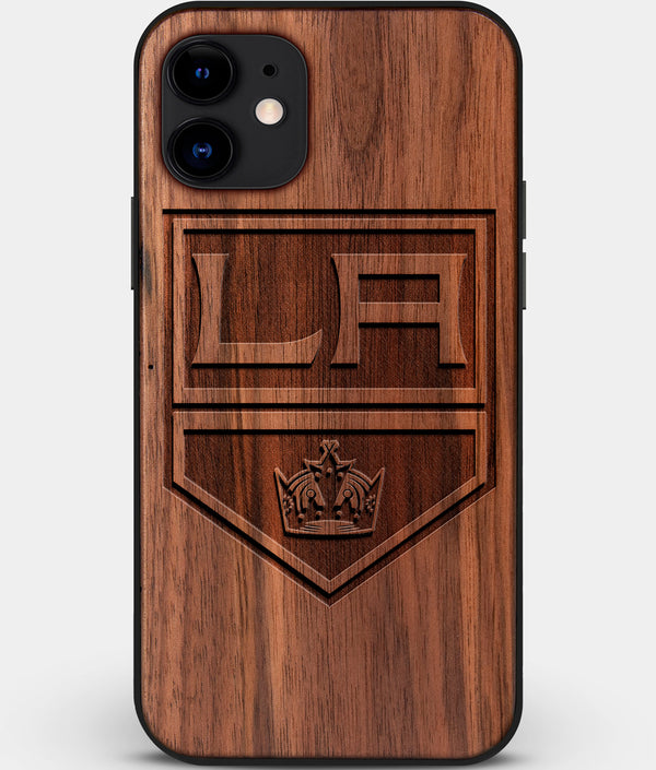 Custom Carved Wood Los Angeles Kings iPhone 12 Case | Personalized Walnut Wood Los Angeles Kings Cover, Birthday Gift, Gifts For Him, Monogrammed Gift For Fan | by Engraved In Nature