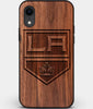 Custom Carved Wood Los Angeles Kings iPhone XR Case | Personalized Walnut Wood Los Angeles Kings Cover, Birthday Gift, Gifts For Him, Monogrammed Gift For Fan | by Engraved In Nature