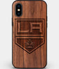 Custom Carved Wood Los Angeles Kings iPhone XS Max Case | Personalized Walnut Wood Los Angeles Kings Cover, Birthday Gift, Gifts For Him, Monogrammed Gift For Fan | by Engraved In Nature