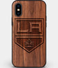 Custom Carved Wood Los Angeles Kings iPhone XS Max Case | Personalized Walnut Wood Los Angeles Kings Cover, Birthday Gift, Gifts For Him, Monogrammed Gift For Fan | by Engraved In Nature