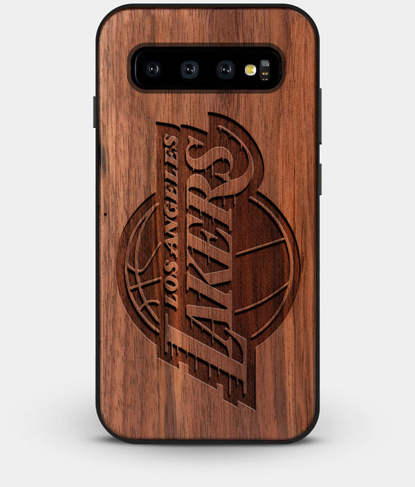 Best Custom Engraved Walnut Wood Los Angeles Lakers Galaxy S10 Plus Case - Engraved In Nature