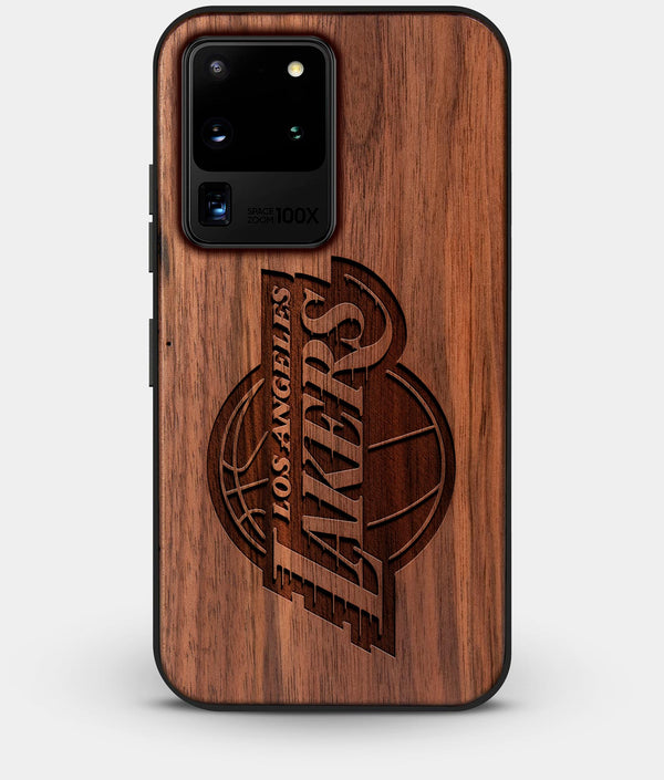 Best Custom Engraved Walnut Wood Los Angeles Lakers Galaxy S20 Ultra Case - Engraved In Nature
