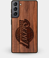 Best Walnut Wood Los Angeles Lakers Galaxy S21 Case - Custom Engraved Cover - Engraved In Nature