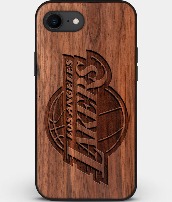 Best Custom Engraved Walnut Wood Los Angeles Lakers iPhone SE Case - Engraved In Nature