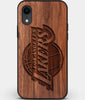 Custom Carved Wood Los Angeles Lakers iPhone XR Case | Personalized Walnut Wood Los Angeles Lakers Cover, Birthday Gift, Gifts For Him, Monogrammed Gift For Fan | by Engraved In Nature