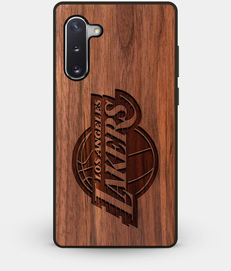 Best Custom Engraved Walnut Wood Los Angeles Lakers Note 10 Case - Engraved In Nature