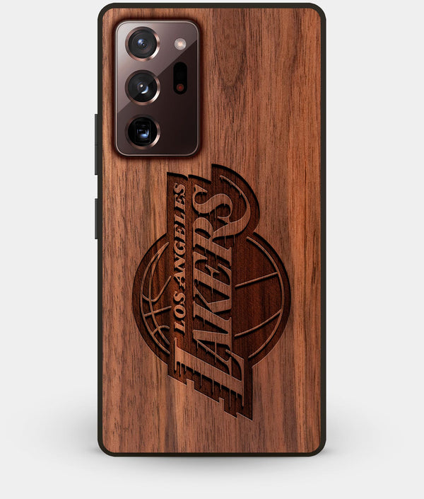 Best Custom Engraved Walnut Wood Los Angeles Lakers Note 20 Ultra Case - Engraved In Nature