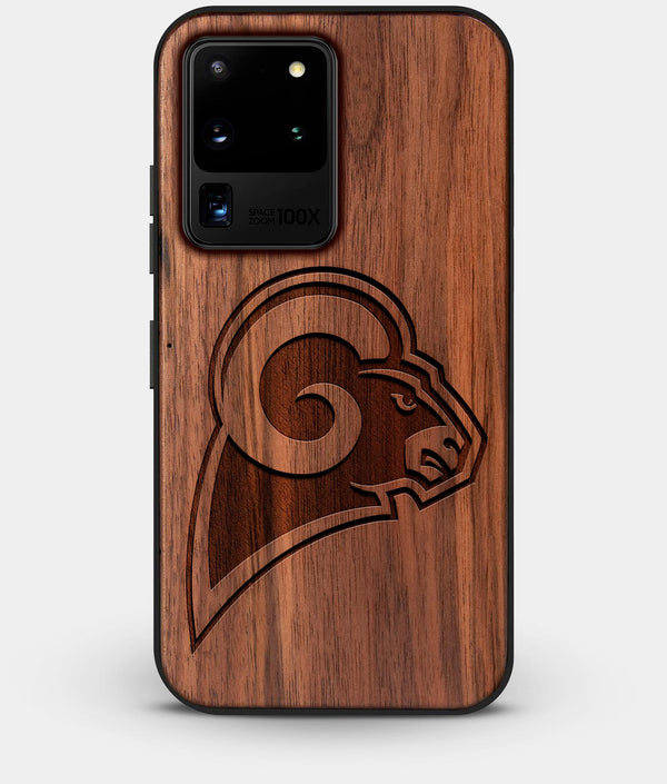 Best Custom Engraved Walnut Wood Los Angeles Rams Galaxy S20 Ultra Case - Engraved In Nature