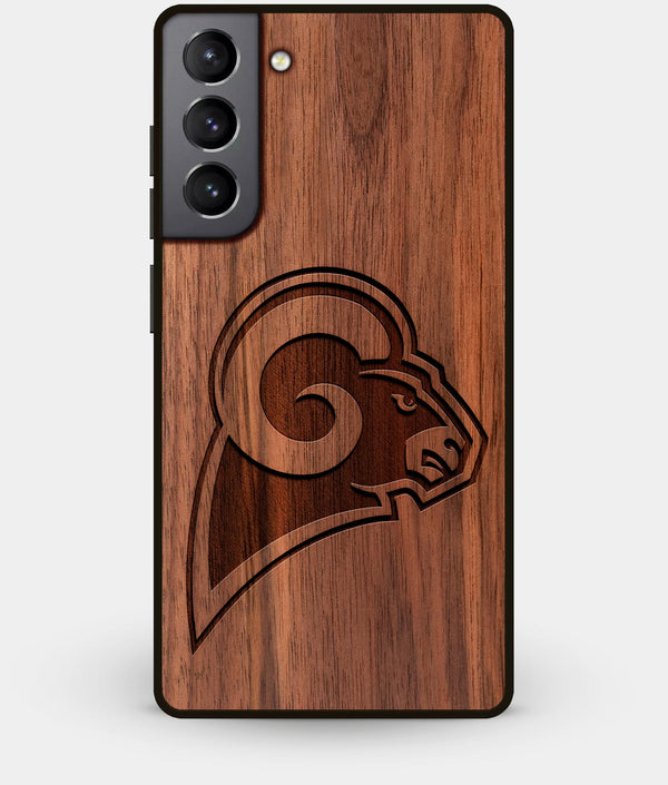 Best Walnut Wood Los Angeles Rams Galaxy S21 Case - Custom Engraved Cover - Engraved In Nature