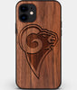 Custom Carved Wood Los Angeles Rams iPhone 11 Case | Personalized Walnut Wood Los Angeles Rams Cover, Birthday Gift, Gifts For Him, Monogrammed Gift For Fan | by Engraved In Nature