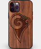 Custom Carved Wood Los Angeles Rams iPhone 11 Pro Case | Personalized Walnut Wood Los Angeles Rams Cover, Birthday Gift, Gifts For Him, Monogrammed Gift For Fan | by Engraved In Nature