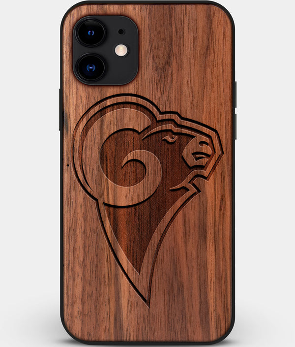 Custom Carved Wood Los Angeles Rams iPhone 12 Case | Personalized Walnut Wood Los Angeles Rams Cover, Birthday Gift, Gifts For Him, Monogrammed Gift For Fan | by Engraved In Nature