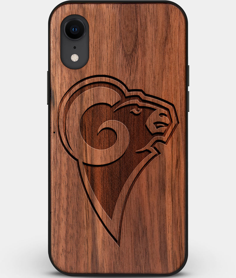 Custom Carved Wood Los Angeles Rams iPhone XR Case | Personalized Walnut Wood Los Angeles Rams Cover, Birthday Gift, Gifts For Him, Monogrammed Gift For Fan | by Engraved In Nature