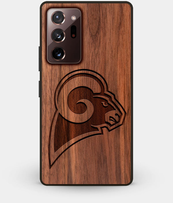Best Custom Engraved Walnut Wood Los Angeles Rams Note 20 Ultra Case - Engraved In Nature