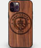 Custom Carved Wood Manchester City F.C. iPhone 11 Pro Case | Personalized Walnut Wood Manchester City F.C. Cover, Birthday Gift, Gifts For Him, Monogrammed Gift For Fan | by Engraved In Nature