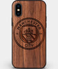 Custom Carved Wood Manchester City F.C. iPhone X/XS Case | Personalized Walnut Wood Manchester City F.C. Cover, Birthday Gift, Gifts For Him, Monogrammed Gift For Fan | by Engraved In Nature