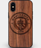 Custom Carved Wood Manchester City F.C. iPhone X/XS Case | Personalized Walnut Wood Manchester City F.C. Cover, Birthday Gift, Gifts For Him, Monogrammed Gift For Fan | by Engraved In Nature
