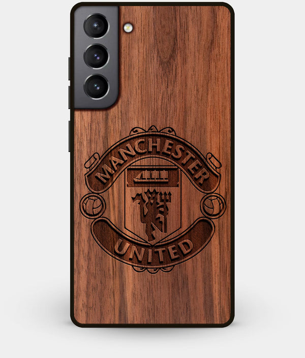 Best Walnut Wood Manchester United F.C. Galaxy S21 Case - Custom Engraved Cover - Engraved In Nature