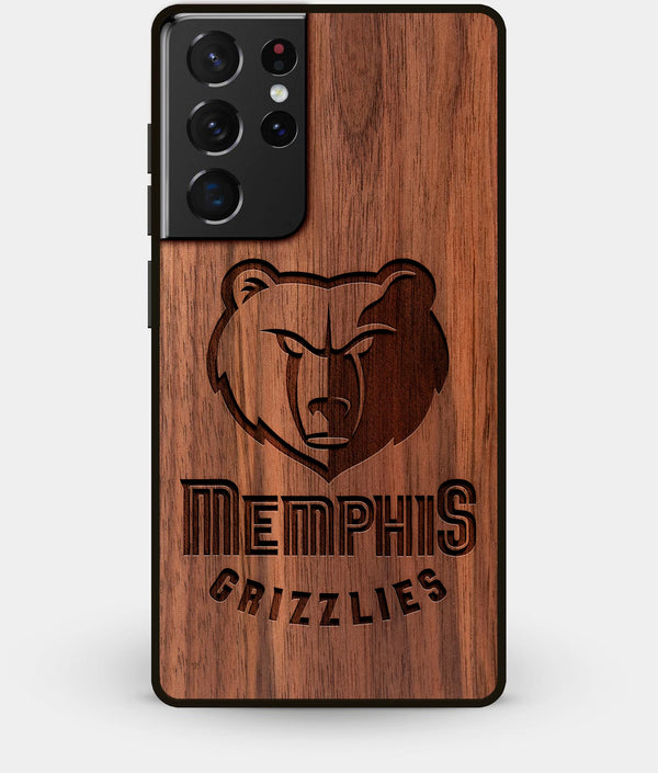 Best Walnut Wood Memphis Grizzlies Galaxy S21 Ultra Case - Custom Engraved Cover - Engraved In Nature