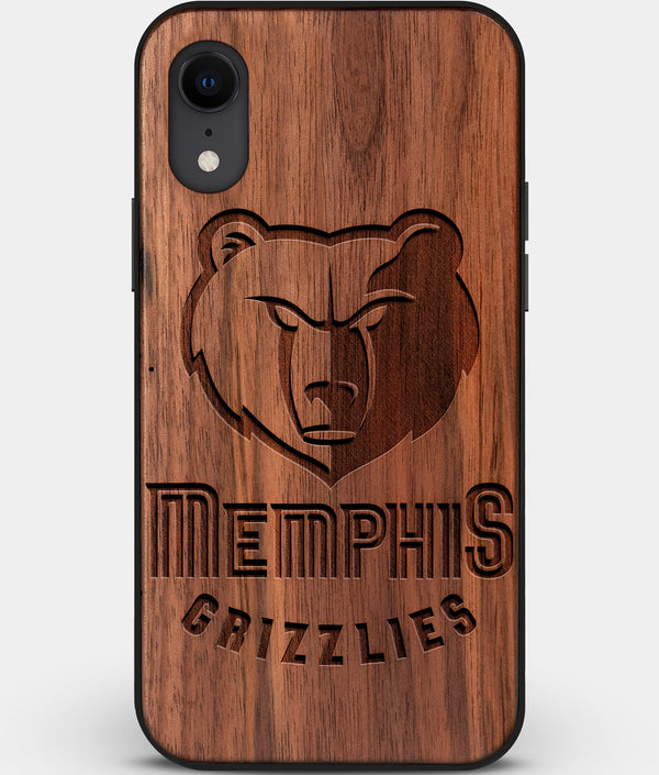 Custom Carved Wood Memphis Grizzlies iPhone XR Case | Personalized Walnut Wood Memphis Grizzlies Cover, Birthday Gift, Gifts For Him, Monogrammed Gift For Fan | by Engraved In Nature