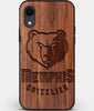 Custom Carved Wood Memphis Grizzlies iPhone XR Case | Personalized Walnut Wood Memphis Grizzlies Cover, Birthday Gift, Gifts For Him, Monogrammed Gift For Fan | by Engraved In Nature