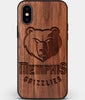 Custom Carved Wood Memphis Grizzlies iPhone X/XS Case | Personalized Walnut Wood Memphis Grizzlies Cover, Birthday Gift, Gifts For Him, Monogrammed Gift For Fan | by Engraved In Nature