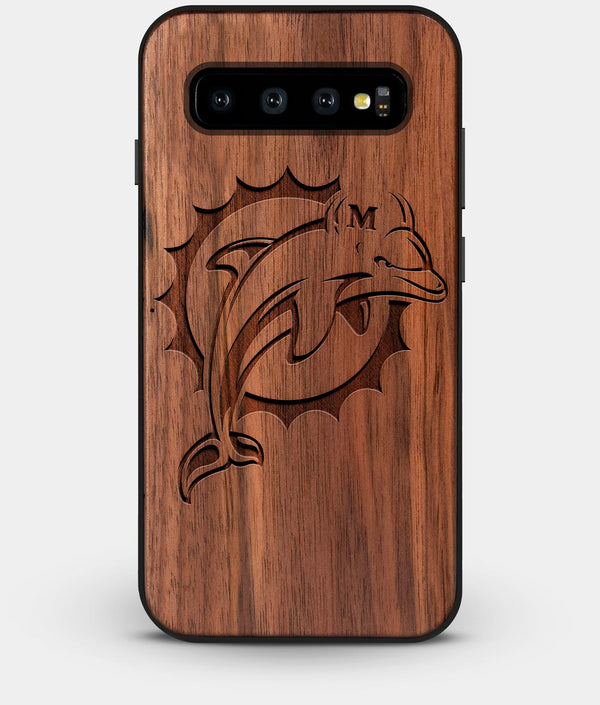 Best Custom Engraved Walnut Wood Miami Dolphins Galaxy S10 Plus Case - Engraved In Nature