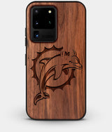 Best Custom Engraved Walnut Wood Miami Dolphins Galaxy S20 Ultra Case - Engraved In Nature