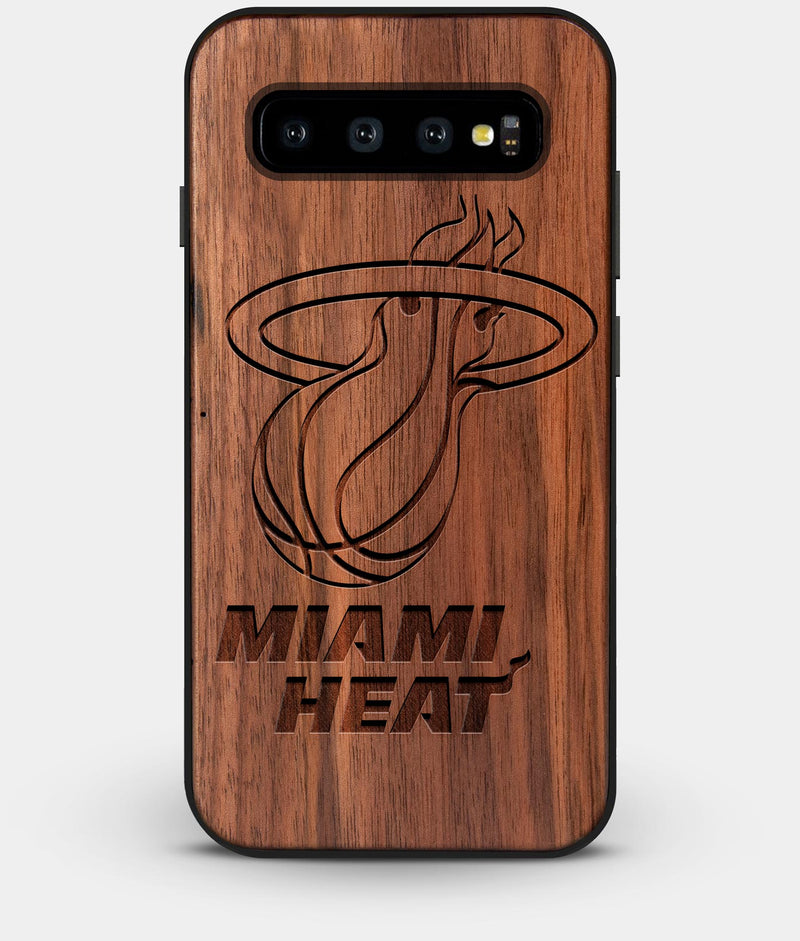 Best Custom Engraved Walnut Wood Miami Heat Galaxy S10 Plus Case - Engraved In Nature