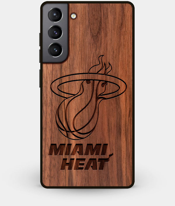 Best Walnut Wood Miami Heat Galaxy S21 Case - Custom Engraved Cover - Engraved In Nature
