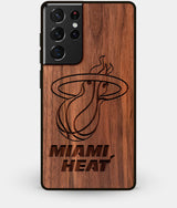 Best Walnut Wood Miami Heat Galaxy S21 Ultra Case - Custom Engraved Cover - Engraved In Nature