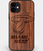 Custom Carved Wood Miami Heat iPhone 11 Case | Personalized Walnut Wood Miami Heat Cover, Birthday Gift, Gifts For Him, Monogrammed Gift For Fan | by Engraved In Nature