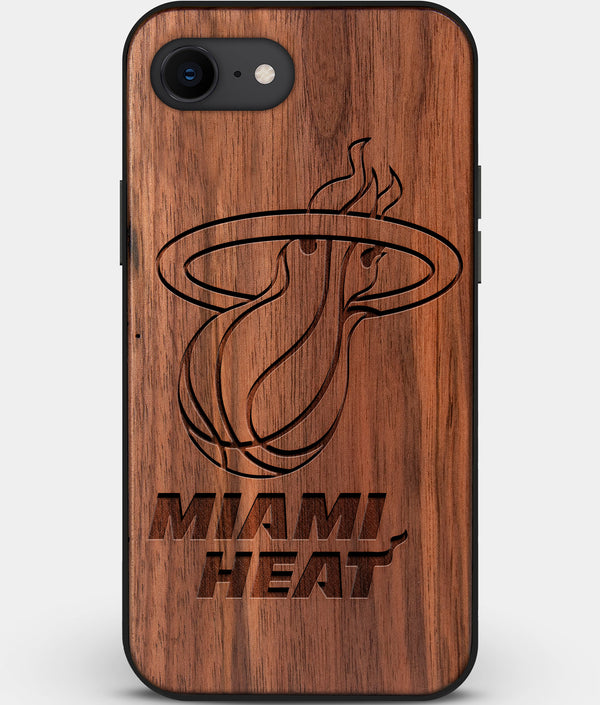 Best Custom Engraved Walnut Wood Miami Heat iPhone SE Case - Engraved In Nature
