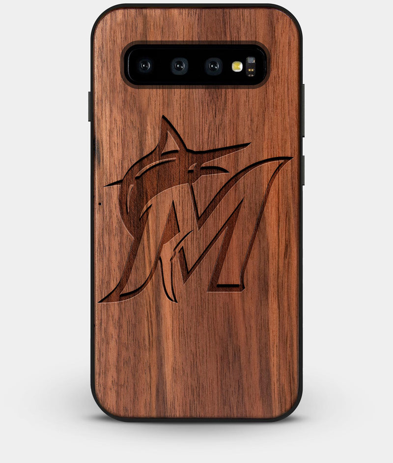Best Custom Engraved Walnut Wood Miami Marlins Galaxy S10 Case - Engraved In Nature