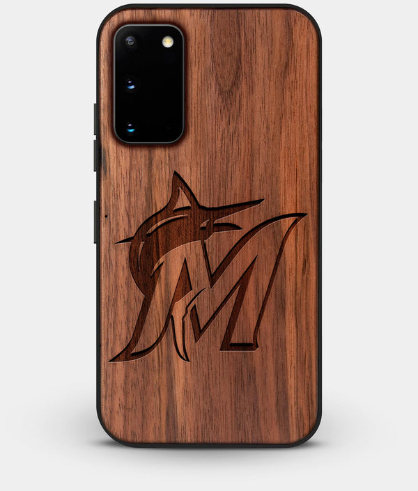 Best Walnut Wood Miami Marlins Galaxy S20 FE Case - Custom Engraved Cover - Engraved In Nature