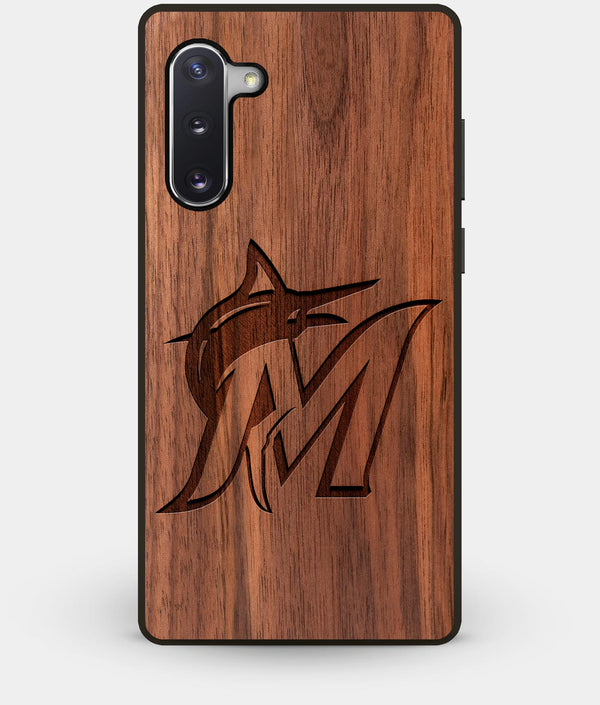 Best Custom Engraved Walnut Wood Miami Marlins Note 10 Case - Engraved In Nature