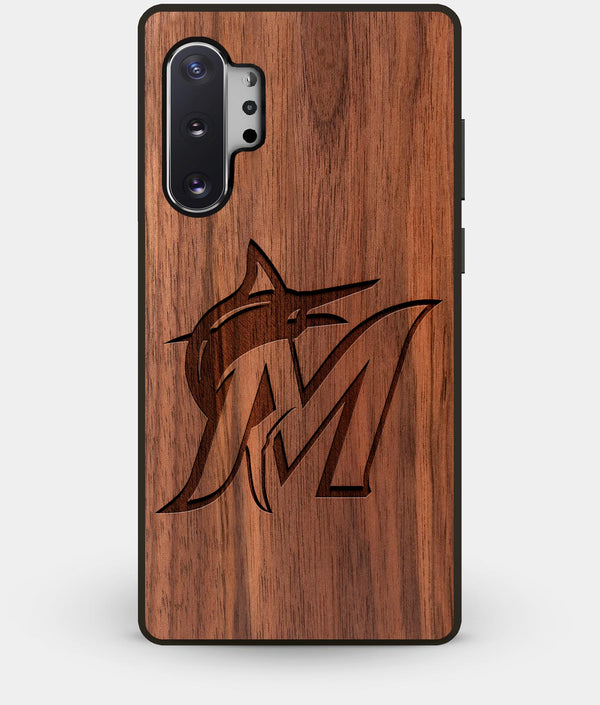 Best Custom Engraved Walnut Wood Miami Marlins Note 10 Plus Case - Engraved In Nature