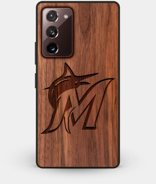Best Custom Engraved Walnut Wood Miami Marlins Note 20 Case - Engraved In Nature