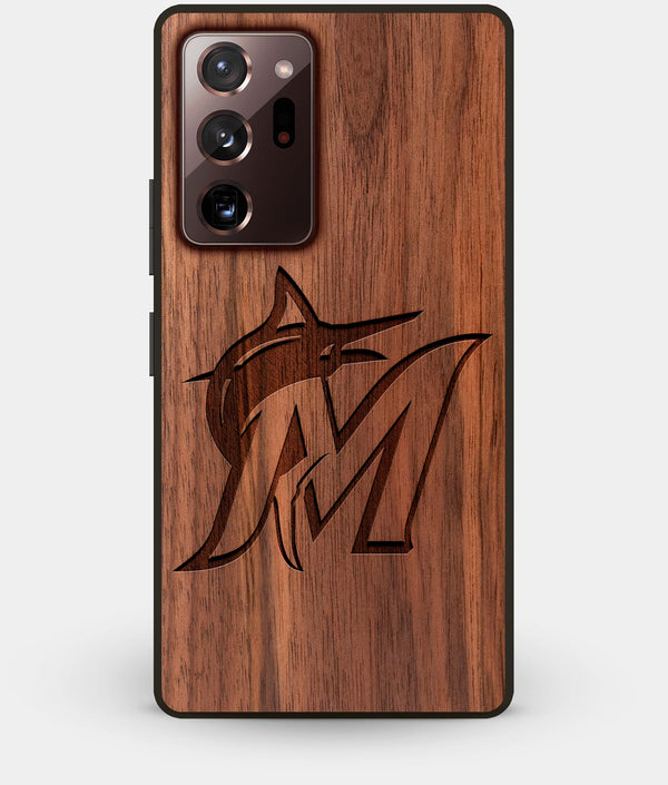 Best Custom Engraved Walnut Wood Miami Marlins Note 20 Ultra Case - Engraved In Nature