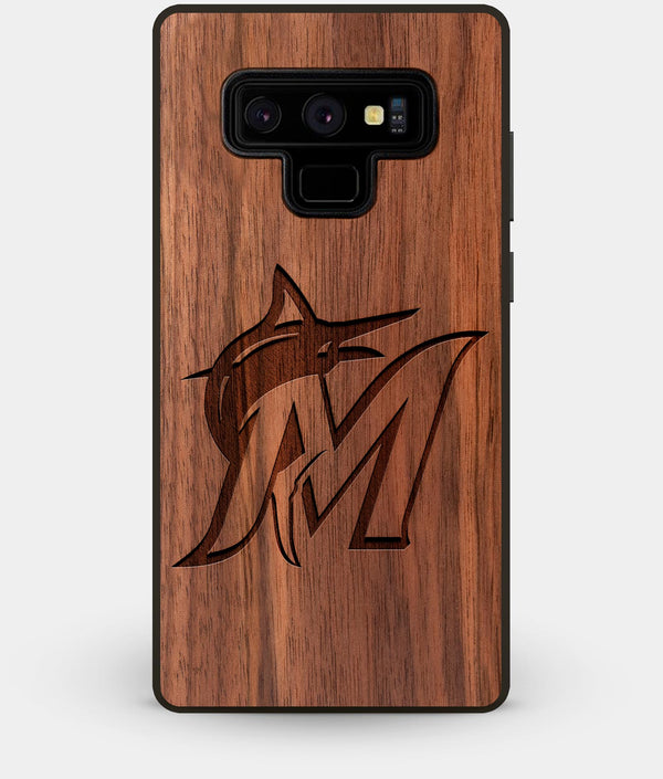 Best Custom Engraved Walnut Wood Miami Marlins Note 9 Case - Engraved In Nature